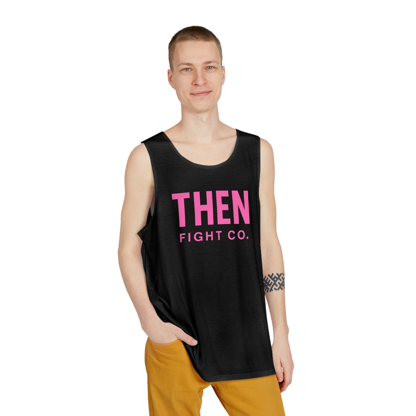 Men's Black x Pink THEN Fight Co. Tee, Performance, Workout, Running, Gym, Workout, Breathable