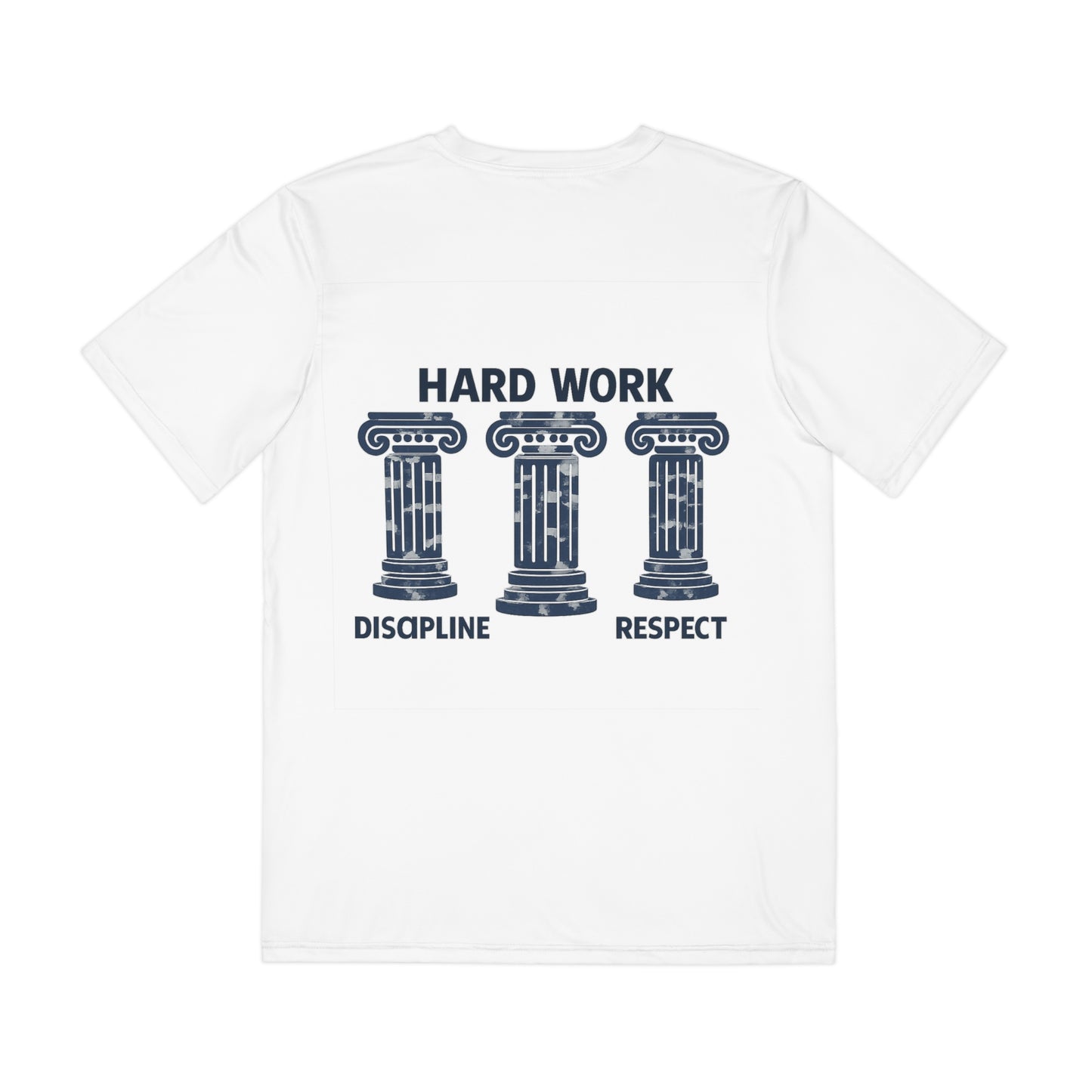 Men's White x Blue Pillars Tee, Performance, Workout, Running, Gym, Workout, Breathable